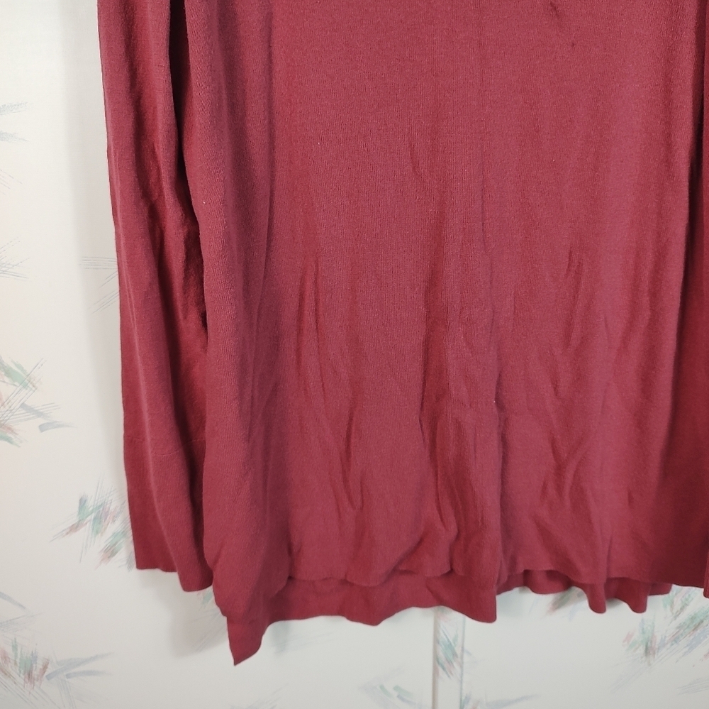 Ann Taylor LOFT Mauve Red Long Sleeve Sweater V-neck XL - Picture 4 of 10